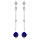 Boucles d'oreille pendantes en argent rhodi chanette avec boule Lapis Lazuli vritable et fermoir poussette