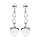 Boucles d'oreille pendantes en argent rhodi symboles coeur et infini suspendus et fermoir poussette