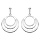Boucles d'oreille pendantes en argent rhodi cercles suspendus et fermoir poussette