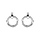 Boucles d'oreille en argent rhodi cercle ondul avec oxydes blancs sertis et fermoir poussette