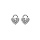 Boucles d'oreille en argent rhodi motif cadenas coeur pav d'oxydes blancs et fermoir poussette