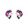 Boucles d'oreille en argent rhodi gomtrie d'oxydes roses et violets et fermoir poussette