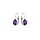 Boucles d'oreille en argent rhodi oxyde violet serti, fermoir dormeuse