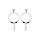 Boucles d'oreille en argent rhodié anneau suspendu 15mm avec boules lisses et noires pampille plume fermoir poussette