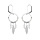 Boucles d'oreille en argent rhodi anneau suspendu 15mm avec boules lisses et blanches pampille 3 plumes fermoir dormeuse