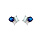 Boucles d'oreille en argent rhodi 3 oxydes bleus et blanc sertis avec fermoir poussette