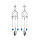 Boucles d'oreille en argent rhodi attrape rve suspendu et boules bleu ciel et fermoir poussette