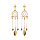 Boucles d'oreille en argent et dorure jaune attrape rve avec boules bleu ciel et fermoir poussette