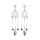 Boucles d'oreille en argent rhodi attrape suspendu et boules rouges et fermoir poussette