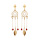 Boucles d'oreille en argent et dorure jaune attrape rve avec boules rouges et fermoir poussette