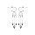 Boucles d'oreille en argent rhodi demi-crole attrape rve avec boules bleu fonc et fermoir poussette