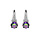 Boucles d'oreille en argent rhodi avec oxyde mystique arc en ciel forme vas d'oxydes blancs et fermoir poussette