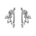 Boucles d'oreille en argent rhodi chemin d'oreille oxydes blancs forme ptales et fermoir crochet