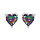 Boucles d'oreille en argent rhodi pendentif coeur oxyde mystique arc en ciel et fermoir poussette