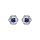 Boucles d'oreille tige en argent rhodi oxyde bleu et contour oxydes blancs