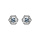 Boucles d'oreille tige en argent rhodi oxyde bleu ciel et contour oxydes blancs