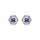 Boucles d'oreille tige en argent rhodi oxyde violet et contour oxydes blancs