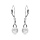 Boucles d'oreille en argent platin perle de culture d'eau douce avec oxydes blancs sertis, fermoir dormeuse