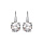 Boucles d'oreilles en argent rhodi oxyde rond blanc de 6mm serti 4 griffes et fermoir dormeuse