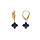 Boucles d'oreille tige en argent doré trèfle en verre faceté bleu marine