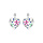 Boucles d'oreille tige en argent rhodi coeur avec fleurs d'oxydes multi couleurs