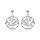 Boucles d'oreille en argent rhodi cercle suspendu motif arbre de vie avec oxydes rose clair et fermoir poussette
