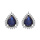 Boucles d'oreille en argent rhodi Saphir vritable forme goutte avec contour Topazes blanches serties et fermoir poussette