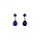 Boucles d'oreille tige en argent rhodi pendentif goutte oxydes bleu et contour oxydes blancs sertis