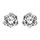 Boucles d'oreille tige en argent rhodi motif fleur de 8.2mm d'oxydes taills en rose blanc sertis