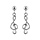 Boucles d'oreilles pendantes en argent rhodi clef de sol suspendue et fermoir poussette