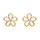 Boucles d'oreille tige en argent rhodi fleur ajoure pare d'oxydes blancs