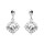 Boucles d'oreille tige pendantes en argent rhodi carr avec oxyde blanc serti et contour dentel
