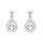 Boucles d'oreille tige en argent rhodi forme goutte avec oxydes blancs sertis contour dentell