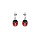 Boucles d'oreille pour enfant en argent rhodi coccinelle rouge suspendue et fermoir poussette