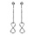 Boucles d'oreilles pendantes en argent rhodié chaînette avec infini lisse à l'extrémité et fermoir clou avec poussette