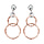 Boucles d'oreilles pendantes en argent rhodi et dorure rose anneaux suspendus 2 tons et fermoir poussette