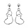 Boucles d'oreilles pendantes en argent rhodi 2 coeurs emmaills suspendus et fermoir poussette