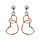 Boucles d'oreilles pendantes en argent rhodi et dorure rose coeurs suspendus et fermoir poussette