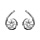 Boucles d'oreilles en argent rhodi spirale avec oxyde blanc au milieu et fermoir poussette