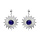 Boucles d'oreille en argent rhodi ethnique soleil suspendu avec pierre Lapis Lazuli vritable et fermoir poussette