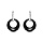 Boucles d'oreilles en argent rhodi cercle cramique noire et oxydes blancs fermoir poussette