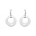 Boucles d'oreilles en argent rhodi cercle cramique blanche et oxydes blancs fermoir poussette