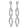 Boucles d'oreilles pendantes en argent rhodi torsade allonge suspendue orne d'oxydes blancs sertis et fermoir poussette