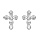 Boucles d'oreilles en argent rhodi croix avec oxydes blancs sertis clos et fermoir poussette