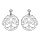 Boucles d'oreilles pendantes en argent rhodi cercle suspendu avec arbre de vie dcoup  l'intrieur et fermoir poussette