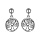 Boucles d'oreilles pendantes en argent rhodi cercle suspendu avec arbre de vie dcoup avec oxydes blancs et fermoir poussette