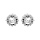 Boucles d'oreille en argent rhodi oxyde blanc serti 3mm contour perl et fermoir poussette
