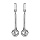 Boucles d'oreilles pendantes en argent rhodi baguette suspendue avec oxyde rond blanc et fermoir poussette