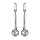 Boucles d'oreilles pendantes en argent rhodié baguette suspendue avec oxyde rond blanc et fermoir poussette
