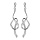 Boucles d'oreilles pendantes en argent rhodi noeud avec parties ornes d'oxydes blancs sertis et fermoir poussette